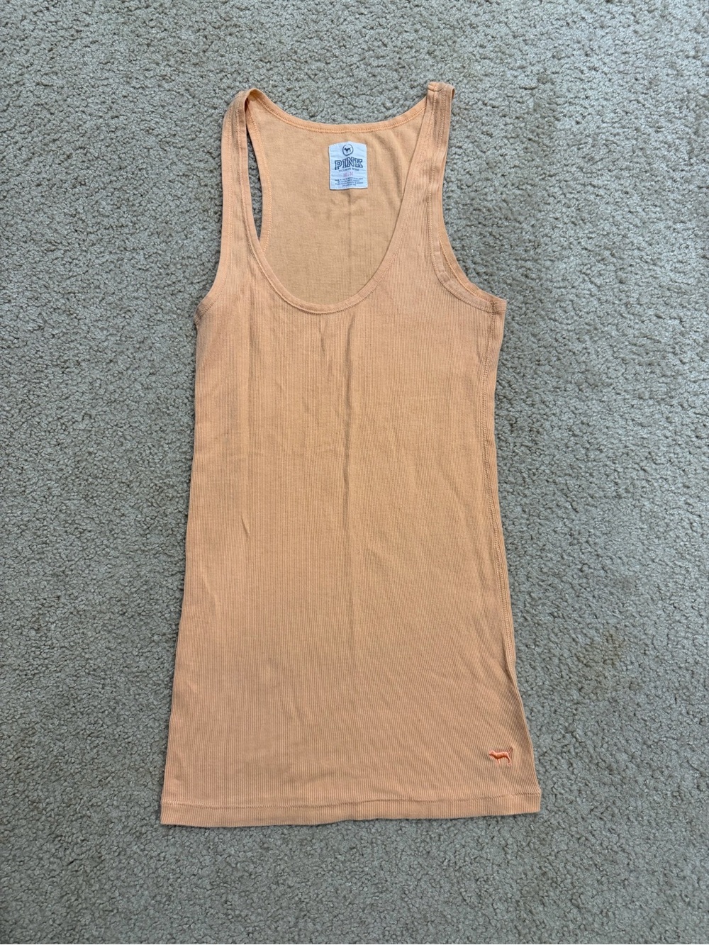 PINK Victoria's Secret Peach Ribbed Scoop Tank
